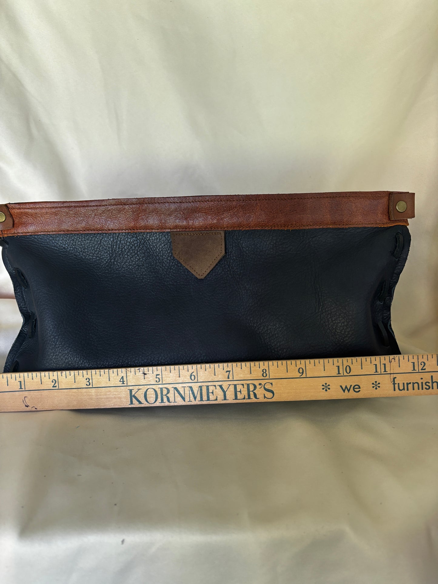 Handmade one of a kind!Good Looking!! Clutch Bag in Navy and Cognac Leather
