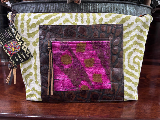 Jumbo Make Up Bag Lime & Citrus Aztec - DMD Bags
