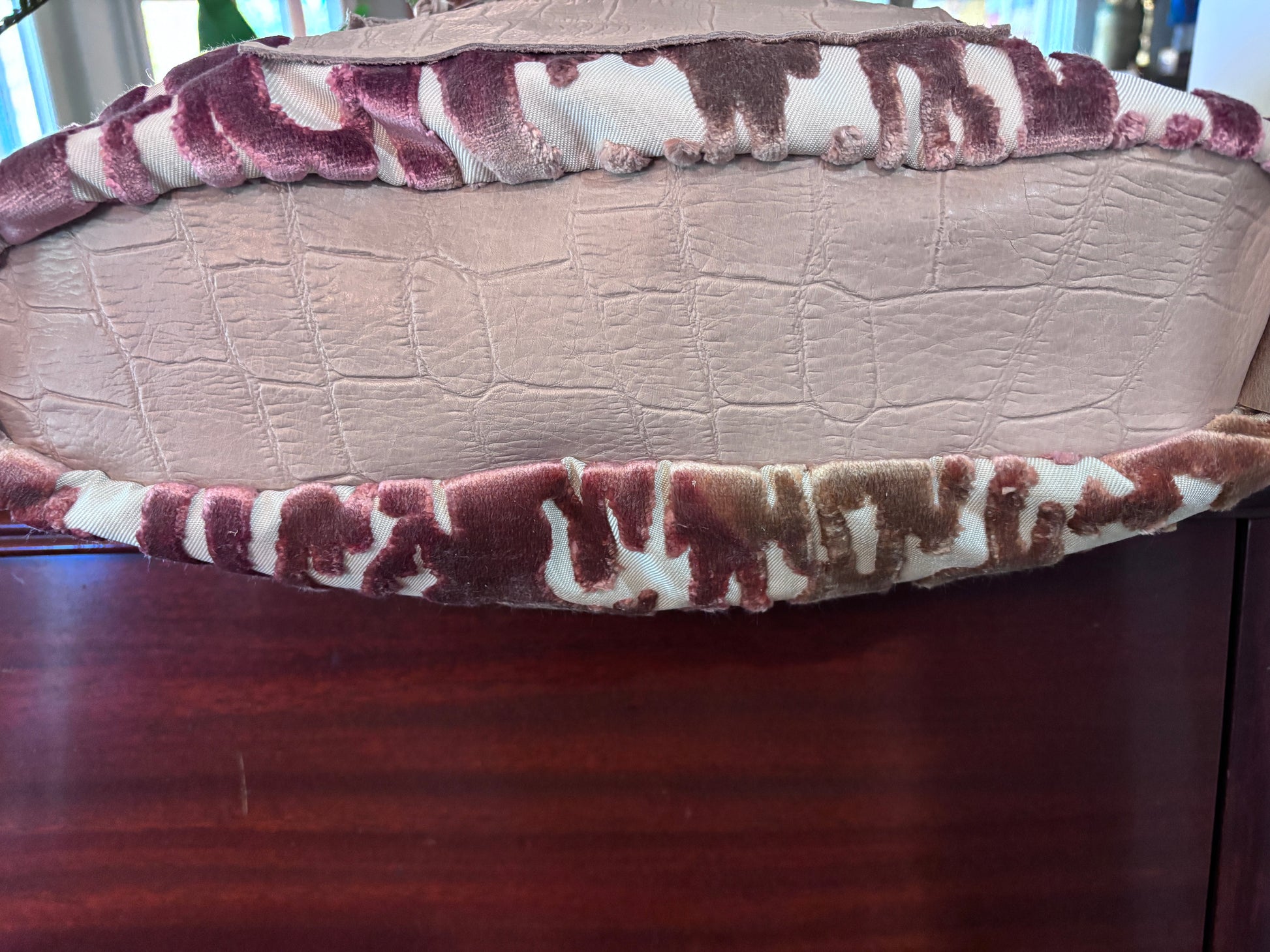 Pillow Bag Seaside Coral with cream crock leather - DMD Bags