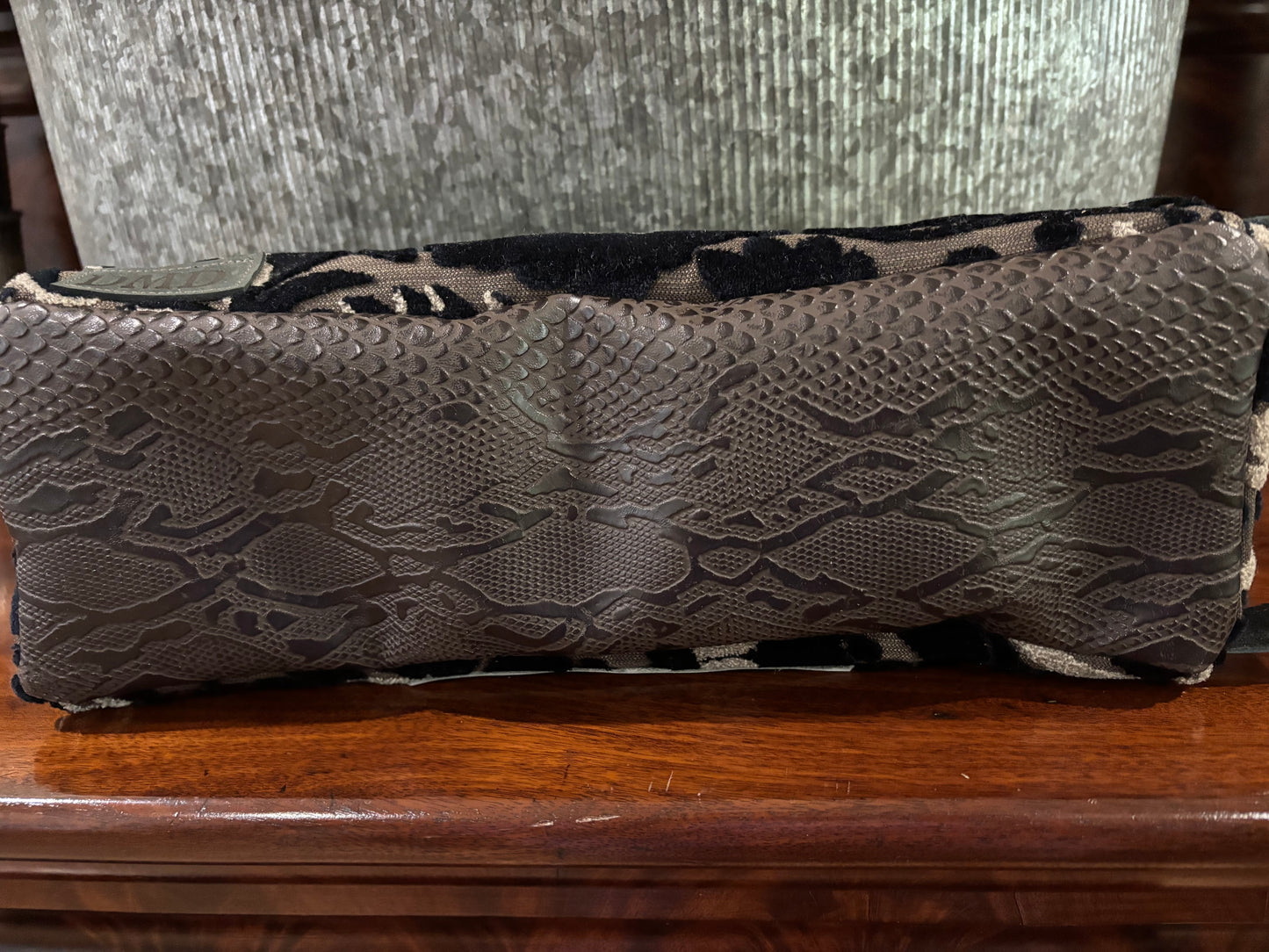 Vanity Bag Couture Cut Velvet Black & Taupe