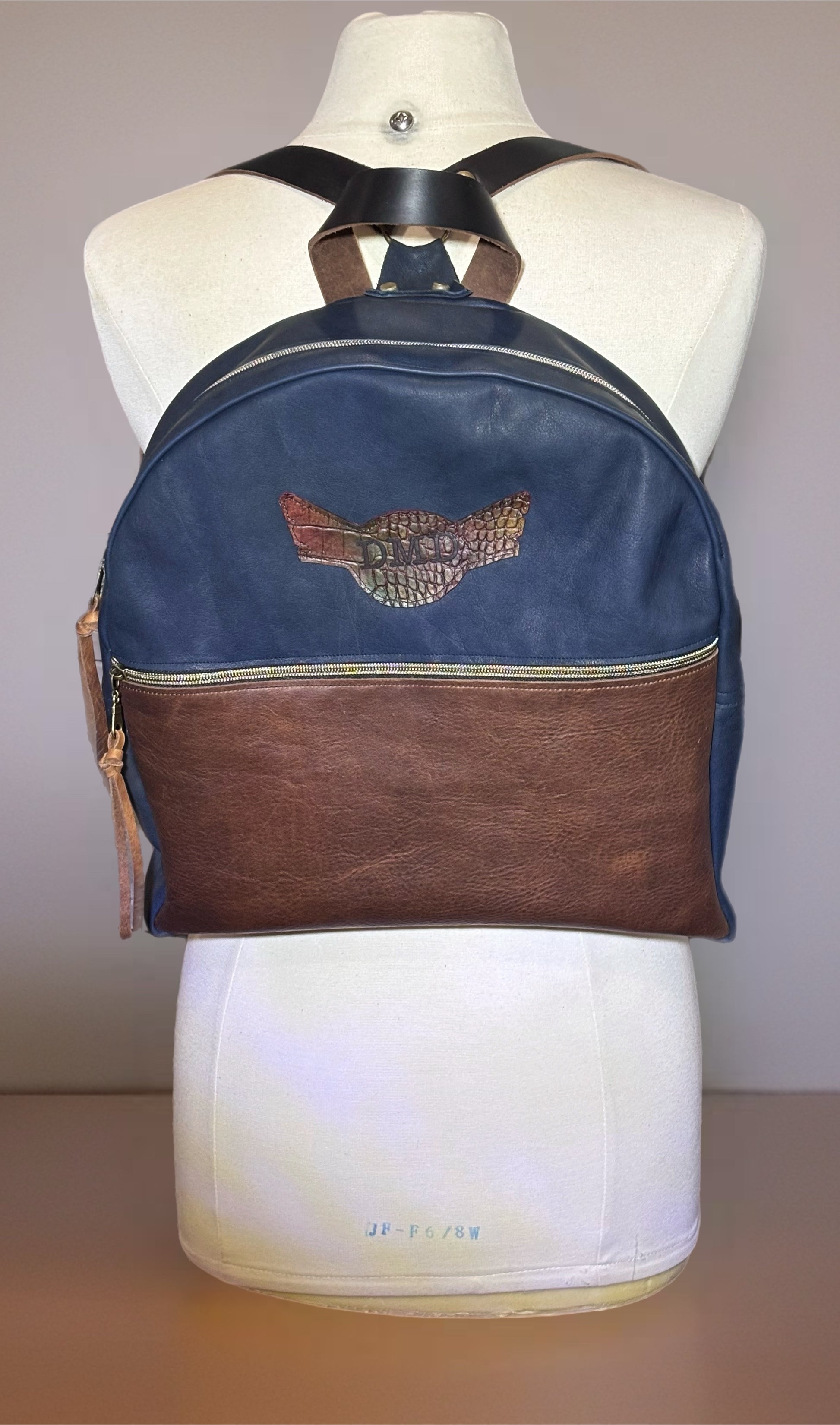 Back Pack Navy & Brown “Medium Size” - DMD Bags
