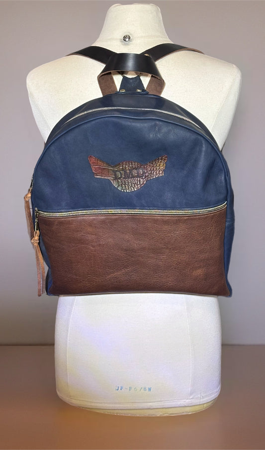 Back Pack Navy & Brown “Medium Size” - DMD Bags