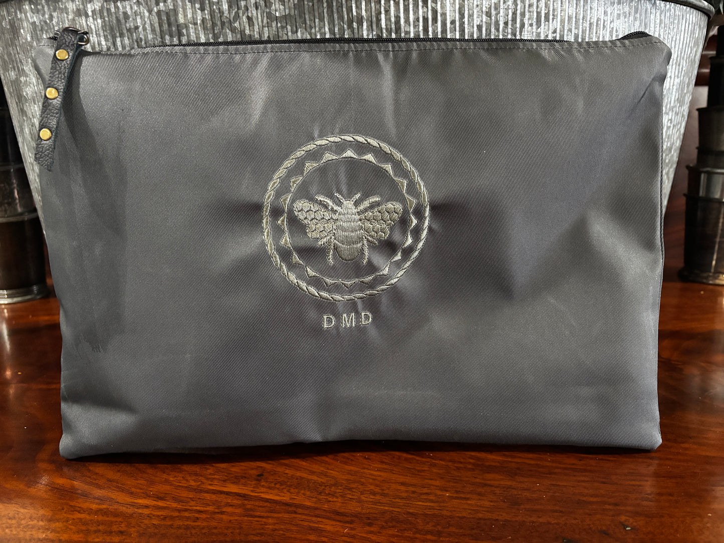 9.5x14 Large Pouch - Charcoal Bee - DMD Bags