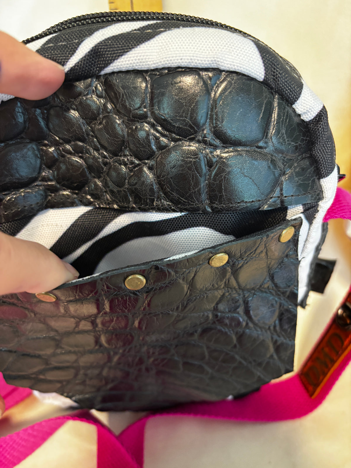 The X Bag in Black&White with Hot Pink accents