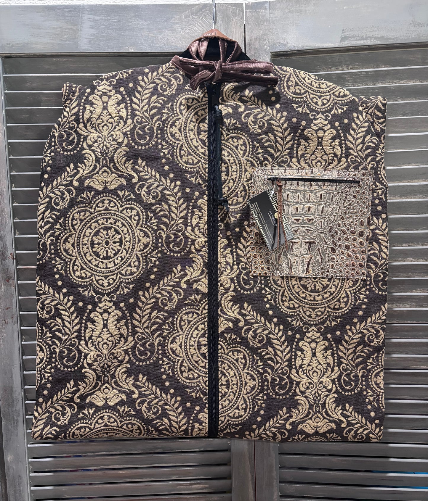 Garment Bag Medallion with emboss croc pocket