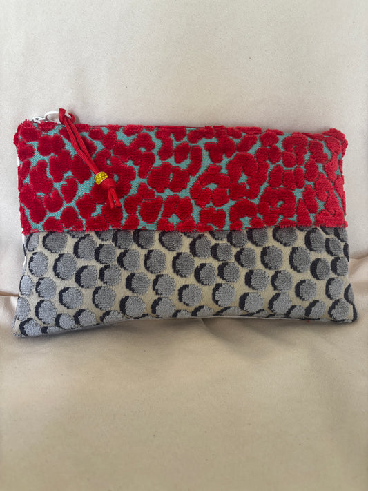 Patriotic Pouch 11x6.5 Cheetah, Dots & Stripes in Red white and Blue