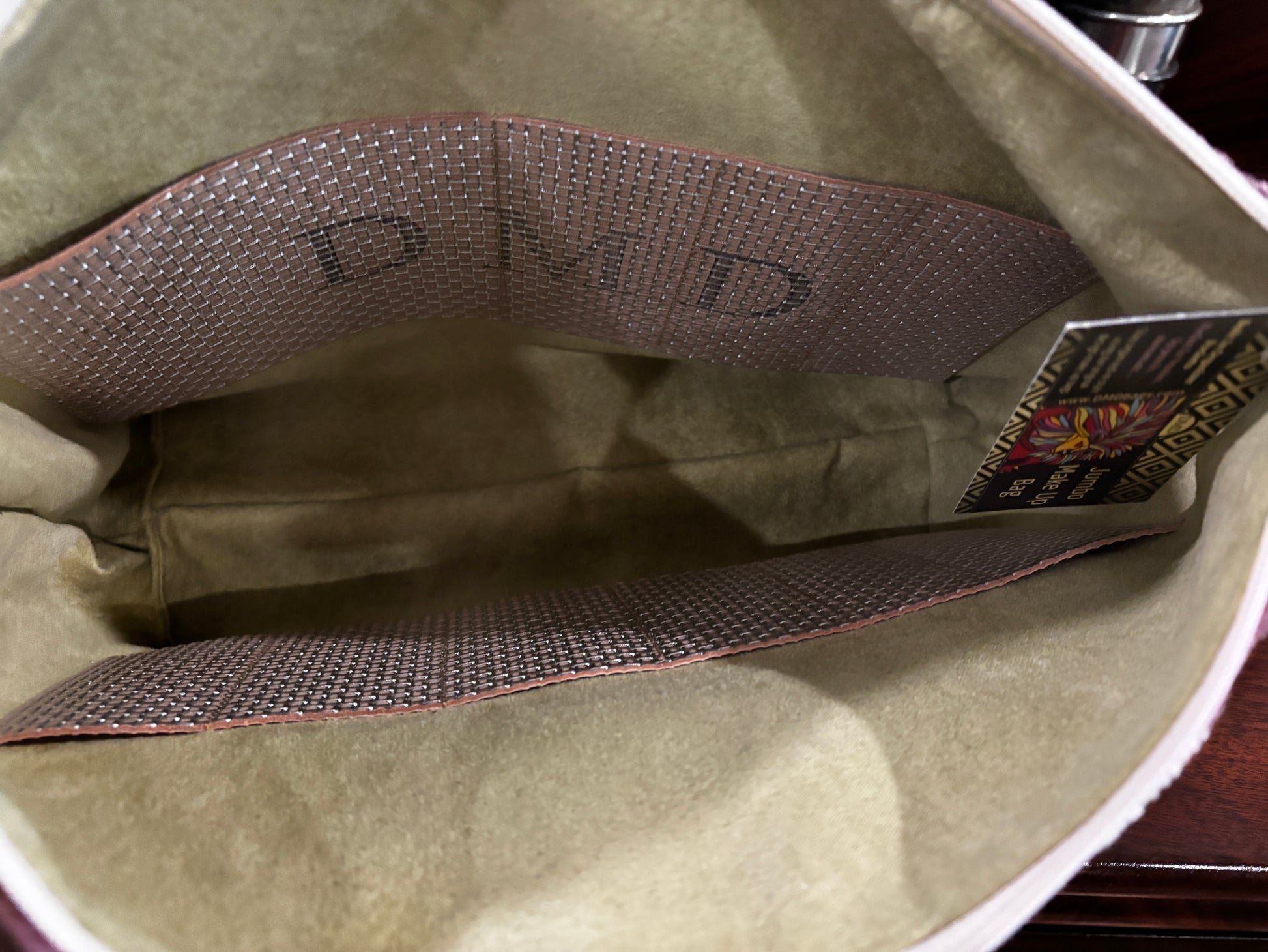 Jumbo Make Up Bag shades of dusty rose gator pocket - DMD Bags