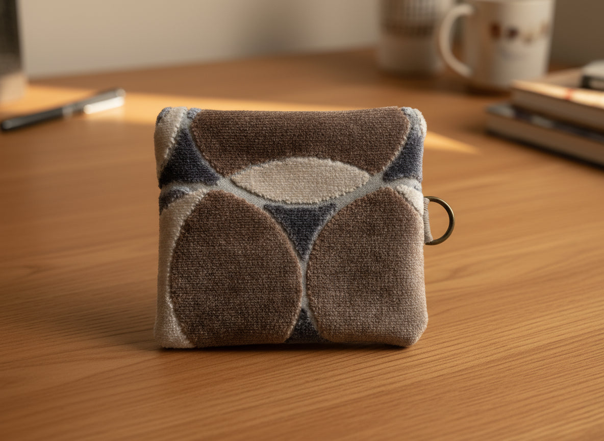 Medium Essential 4.75x5.5 case for cords or etc… works well with Companion bag-Silver, Bronze & Cream Dots Velvet - DMD Bags