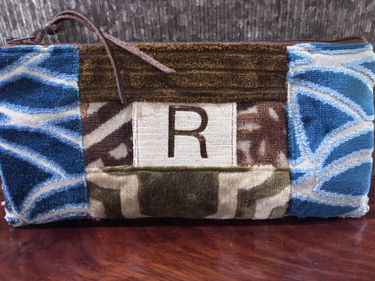 Patchwork Pouch Letter R cut velvet! 10x5