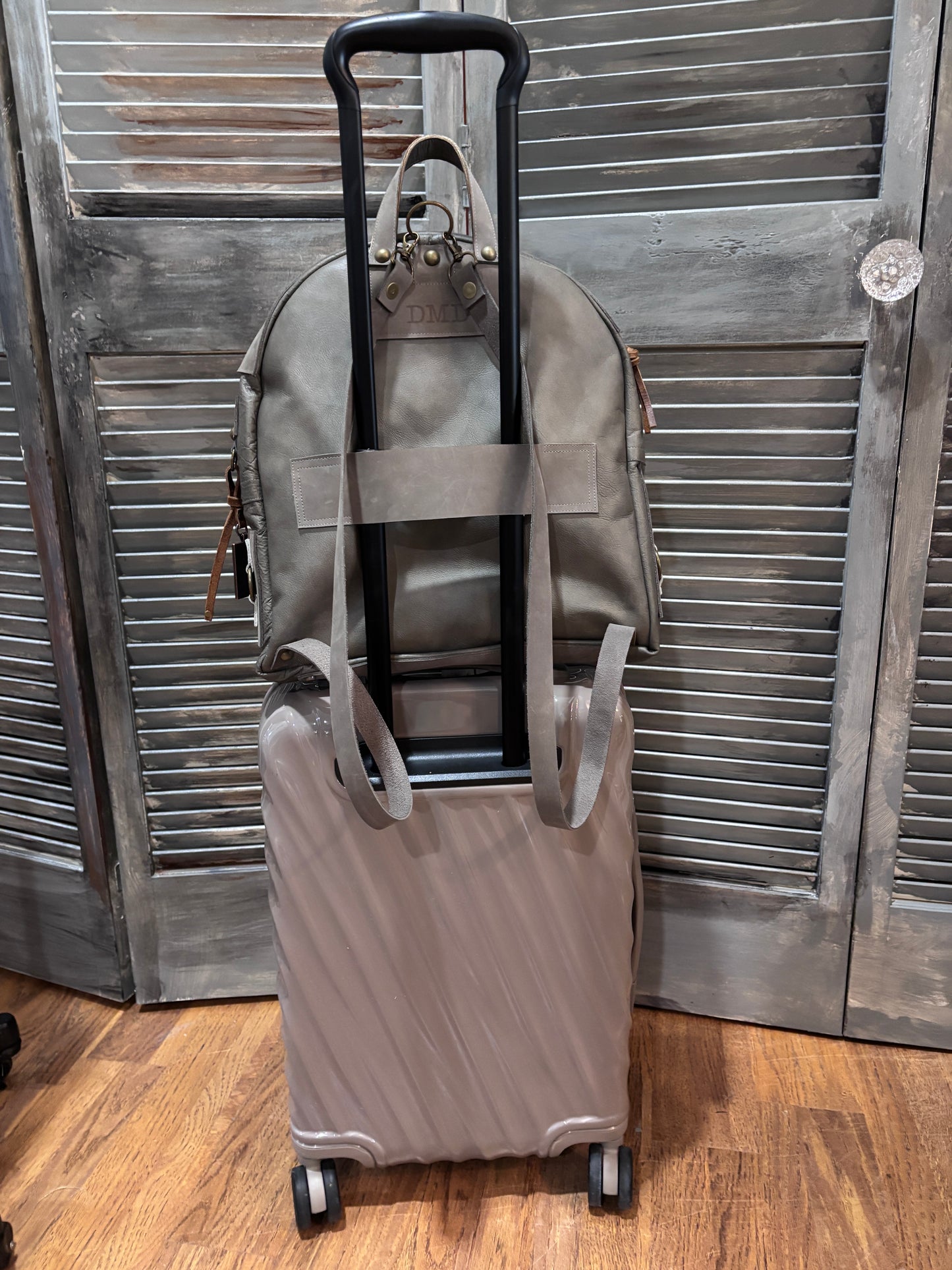 Back Pack - Gray and Brown Hair on Cowhide with gray leather - DMD Bags