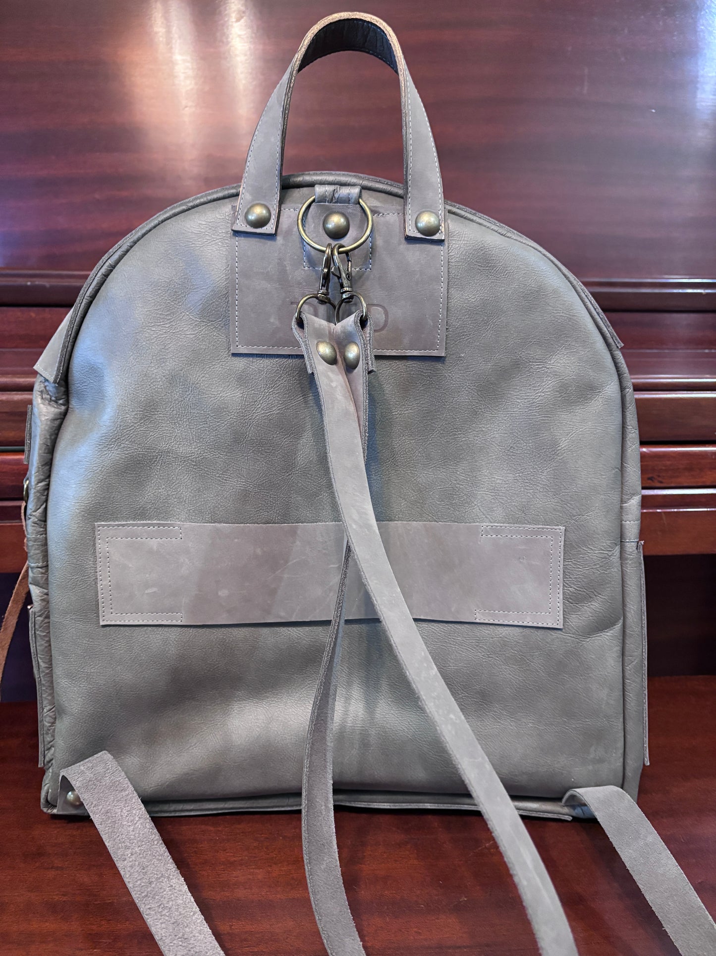 Back Pack - Gray and Brown Hair on Cowhide with gray leather - DMD Bags