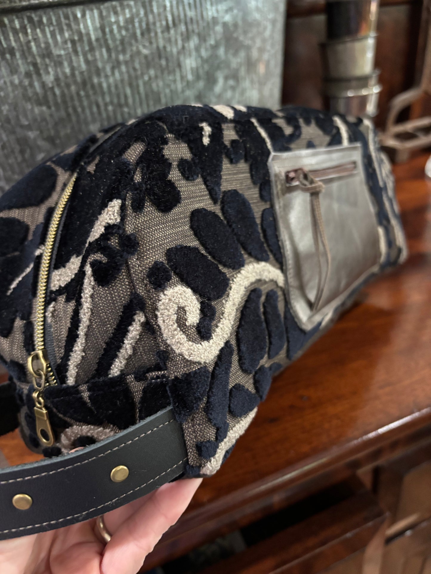 Vanity Bag Couture Cut Velvet Black & Taupe