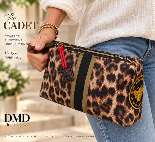 The Cadet- Tan Cheetah with red accent - DMD Bags