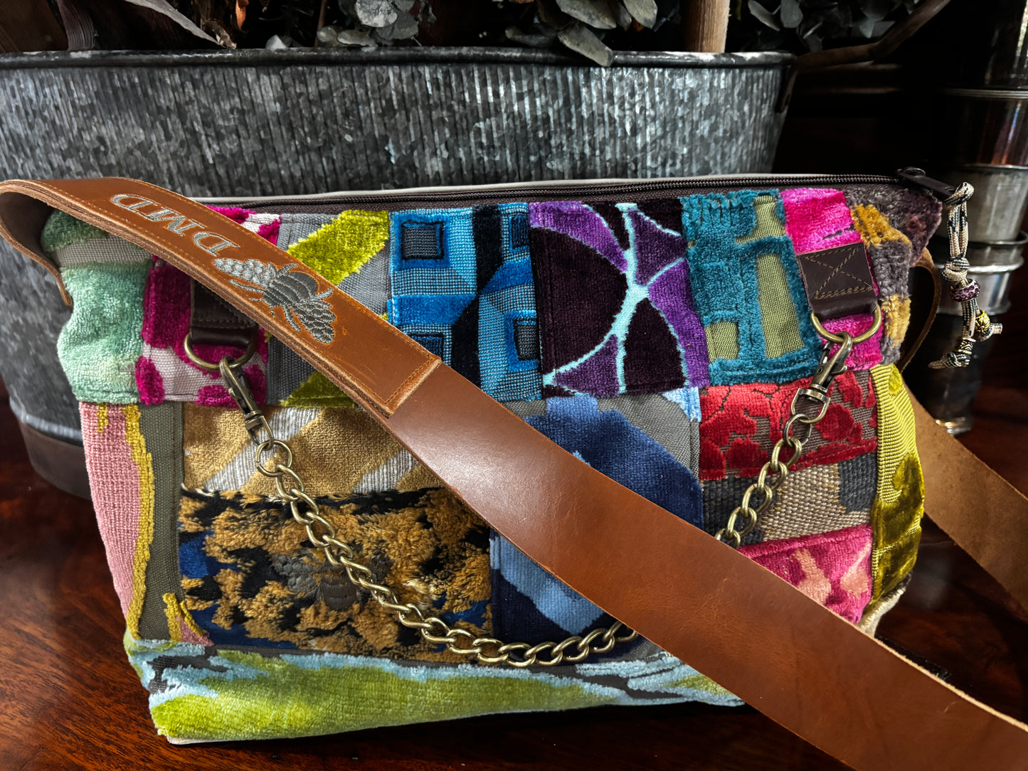 One of a kind Couture Cut Velvet Patchwork & Leather with genuine alligator trim - DMD Bags