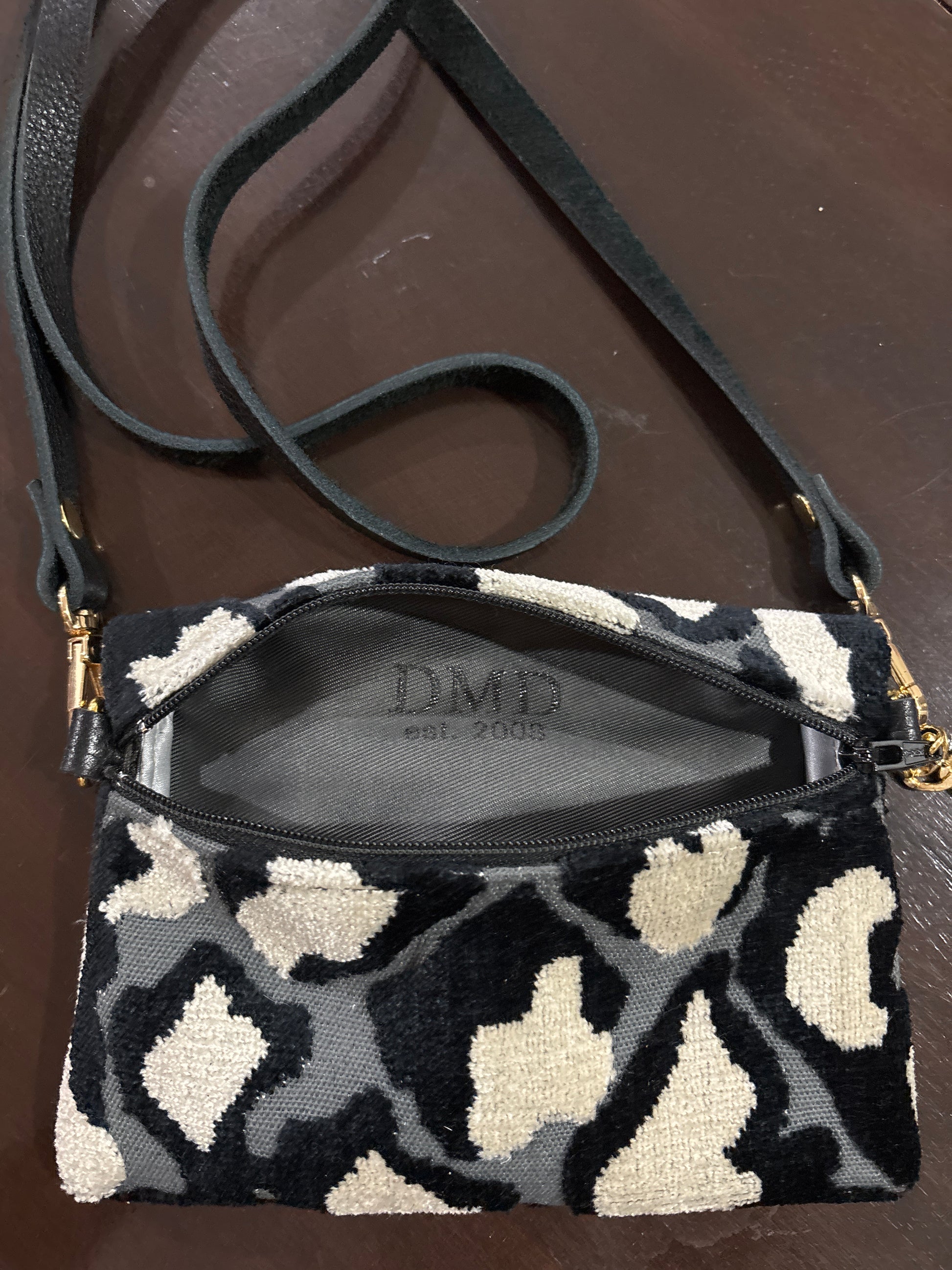 Stadium Bag-Black and White Cheetah Cut Velvet - DMD Bags