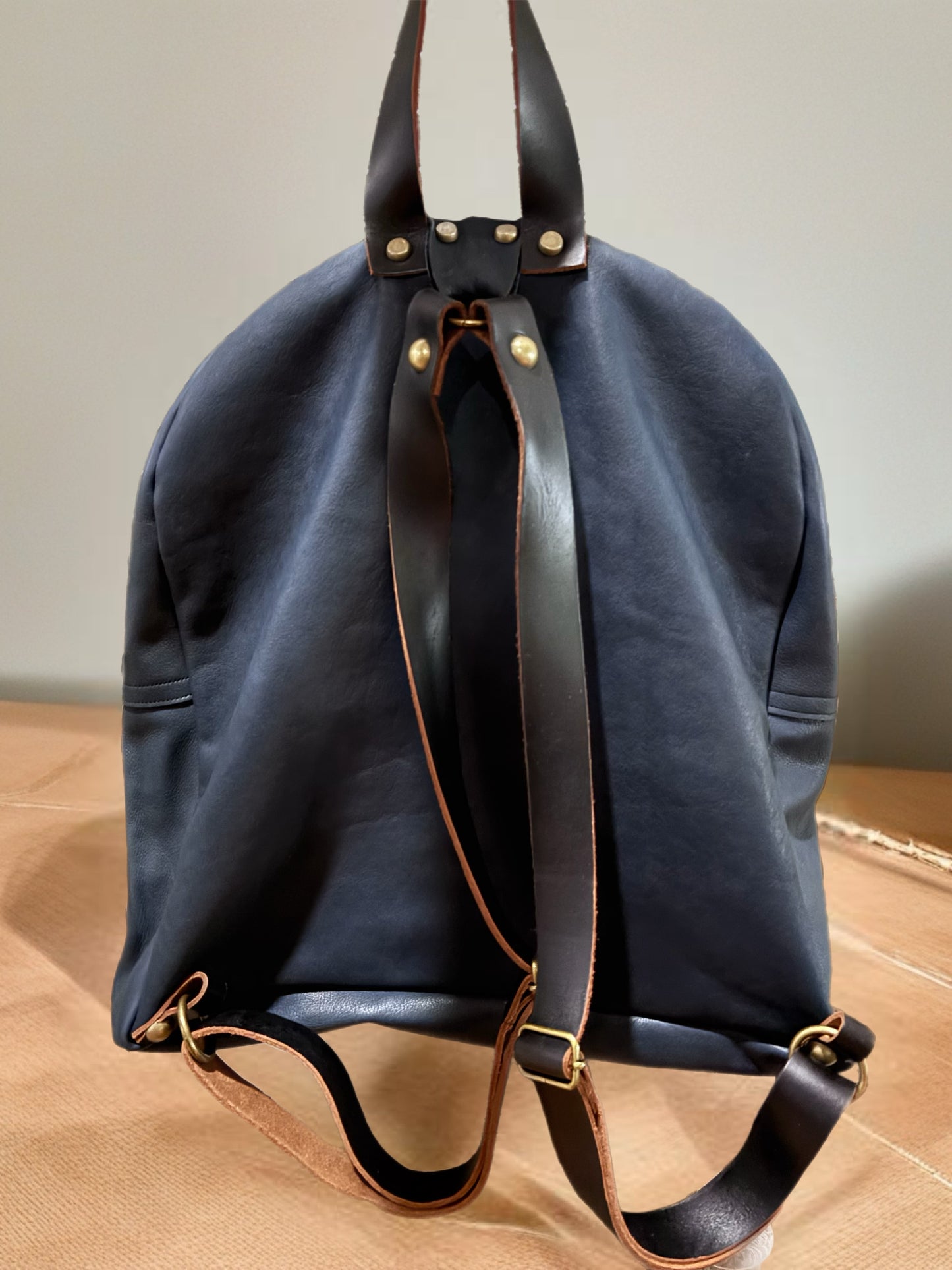 Back Pack Navy & Brown “Medium Size” - DMD Bags