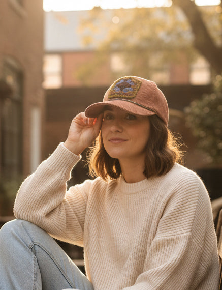 Corduroy Granny Square/Rope Cap “Mocha”