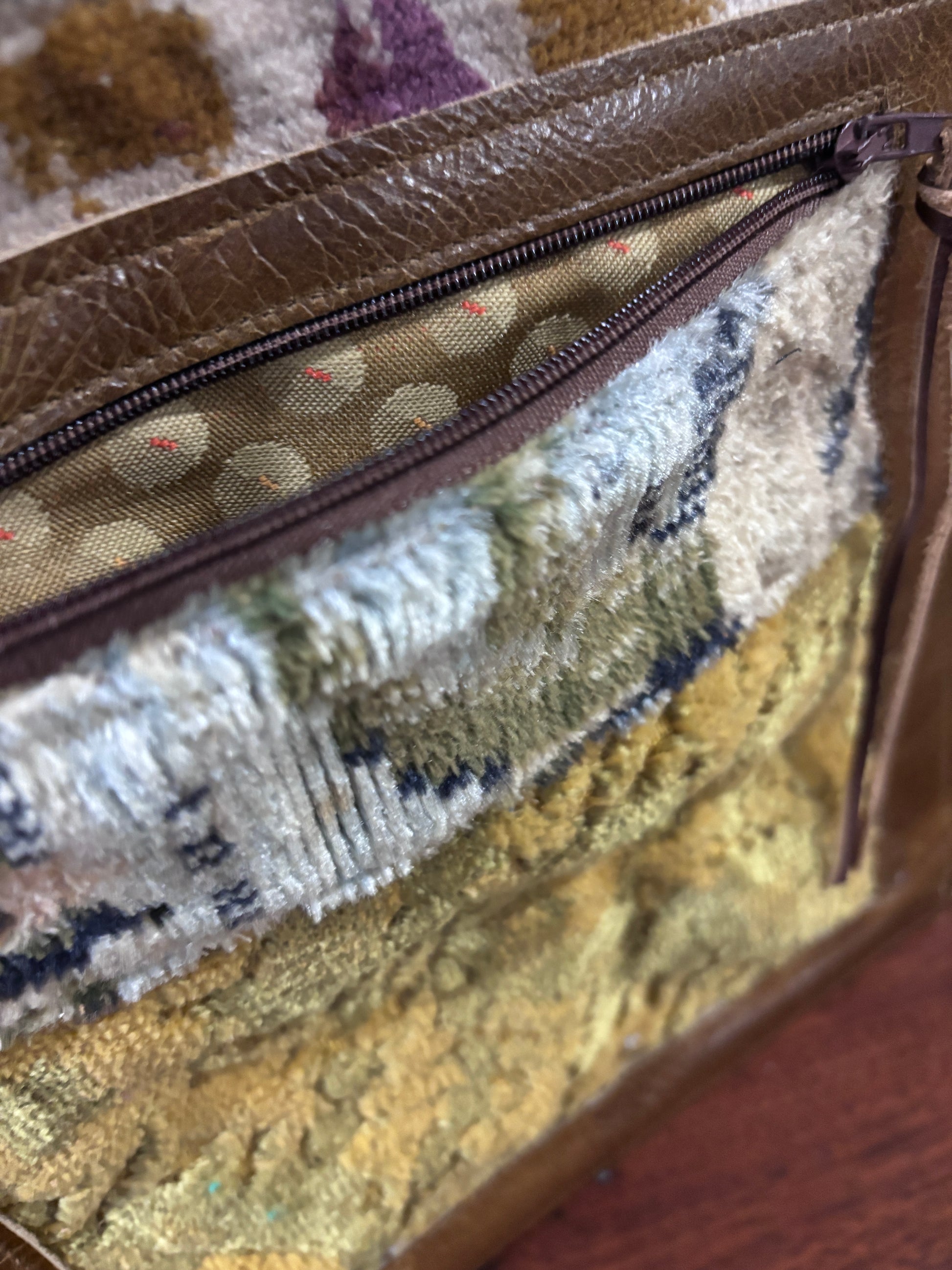 Jumbo Make Up-Vintage Chenille tapestry Pocket & Gold Tiger cut velvet - DMD Bags