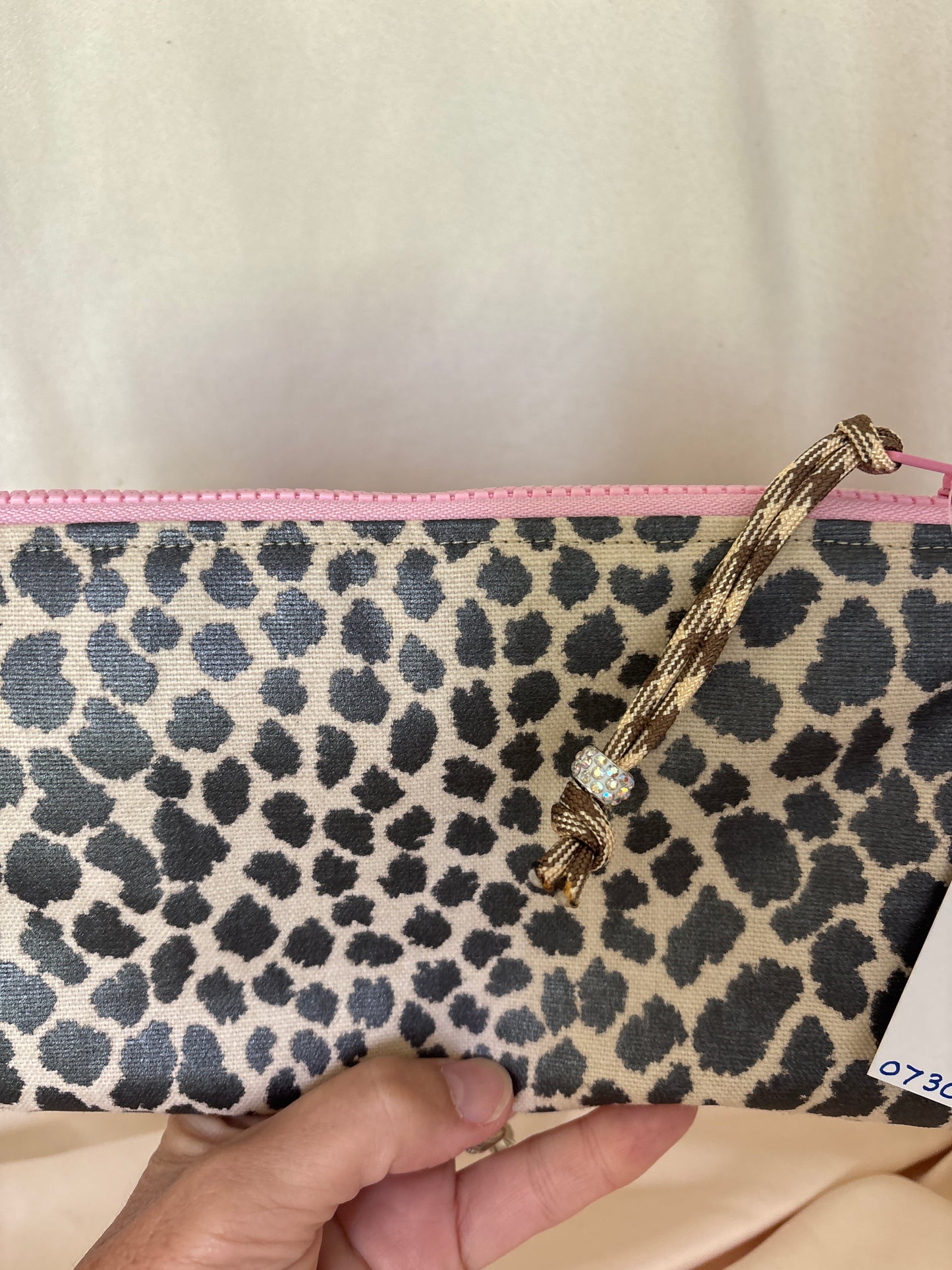 Bright Dots & Leather Crown, sparkle zipper pull& Cheetah back