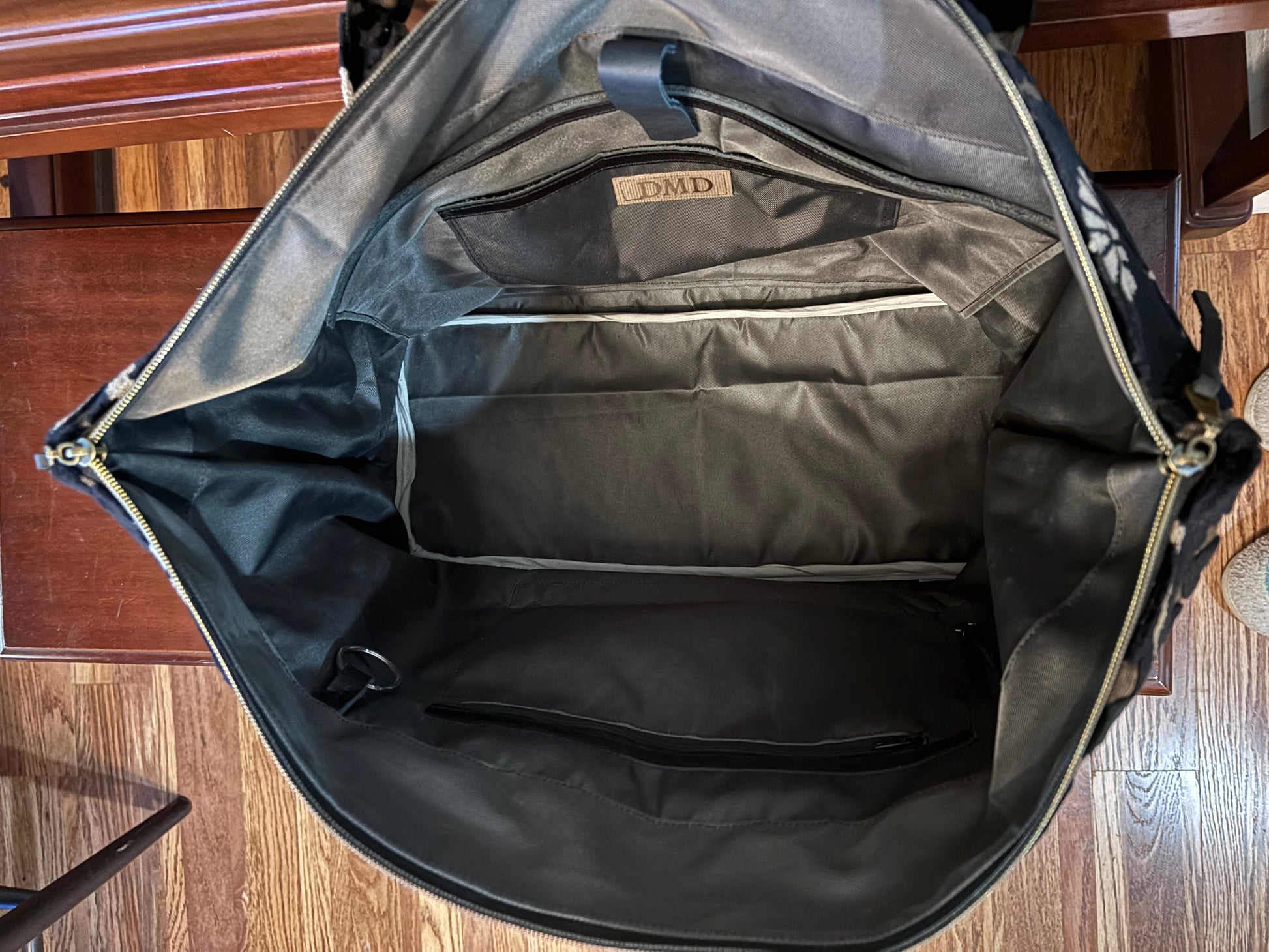 “Companion” Black and Taupe Couture cut velvet-Beautiful Carry On - DMD Bags