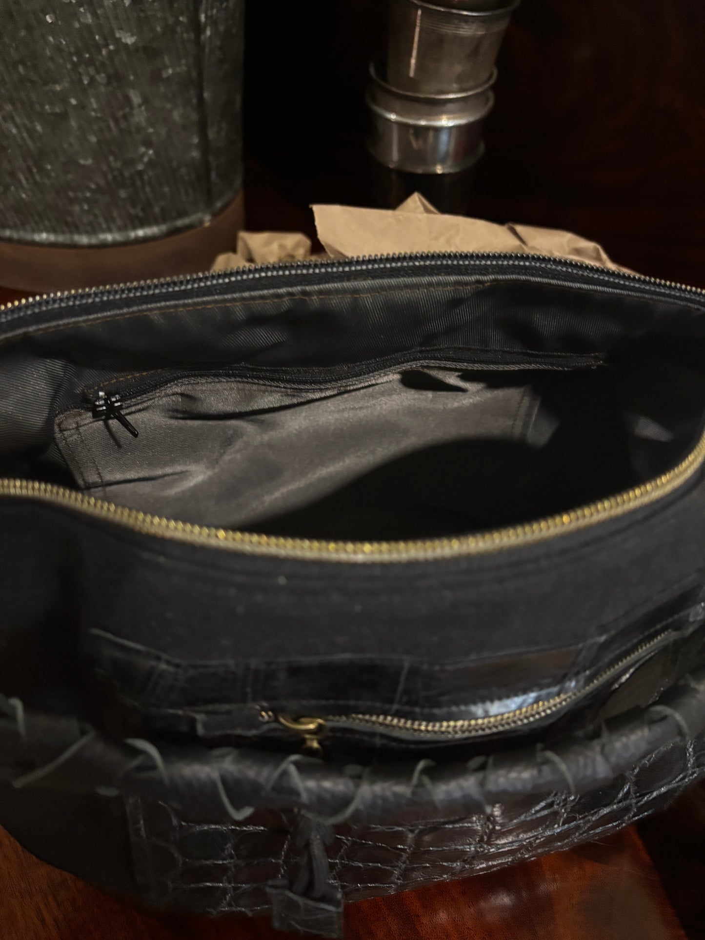 One of a kind- New Style Sunglasses pocket inside. Alligator pocket