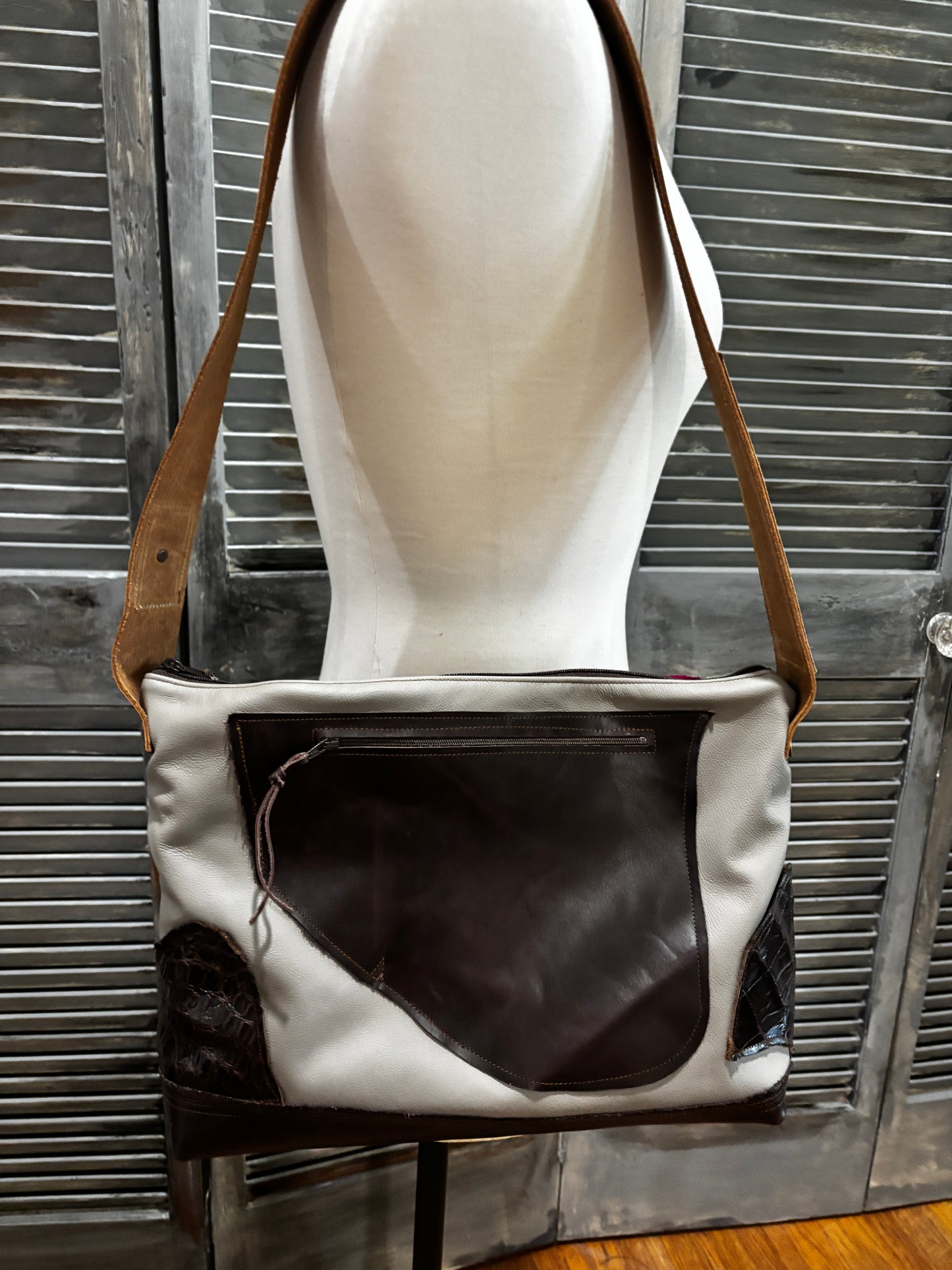 One of a kind Couture Cut Velvet Patchwork & Leather with genuine alligator trim - DMD Bags