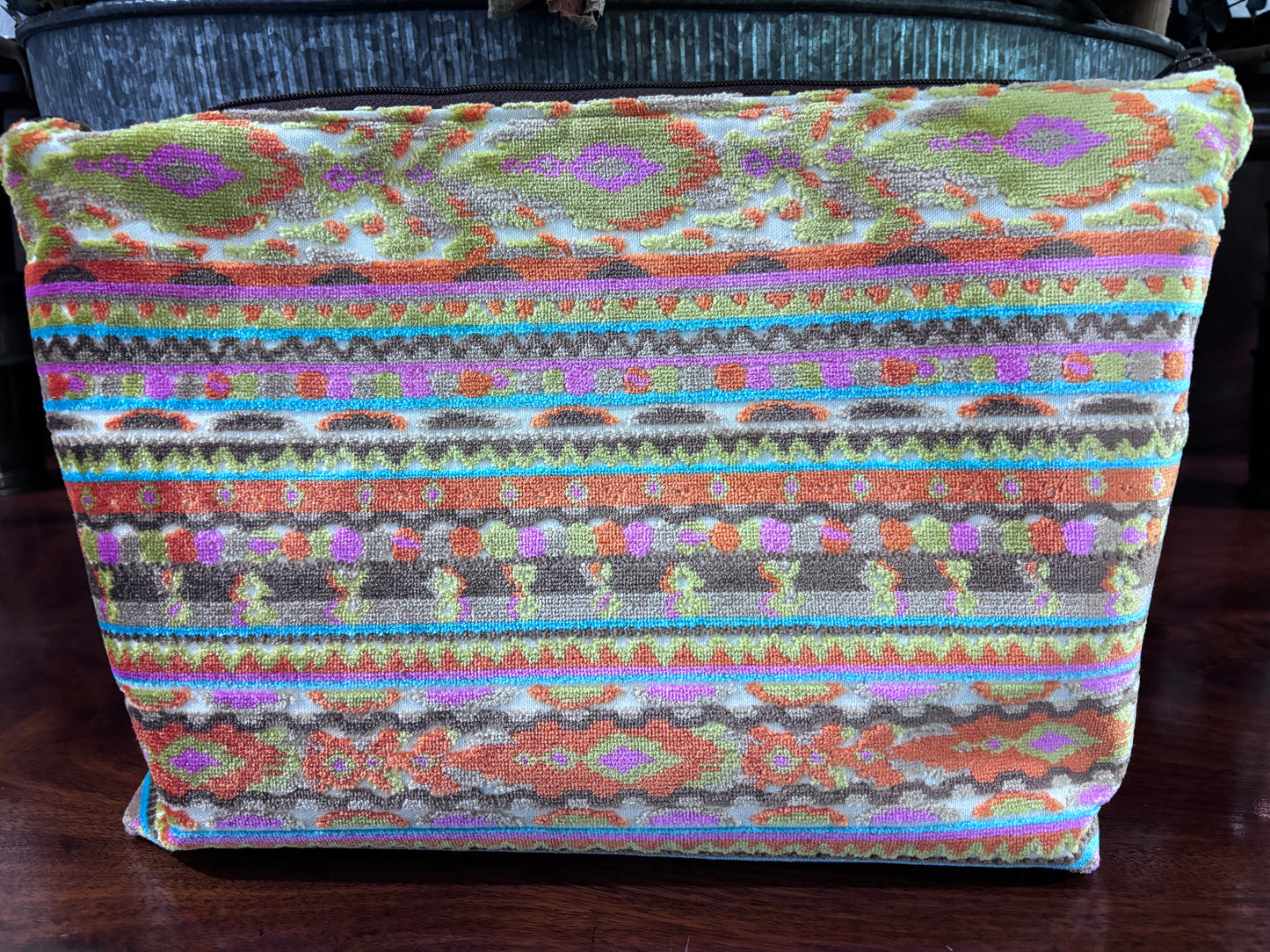 Jumbo Make Up Bag Lime & Citrus Aztec