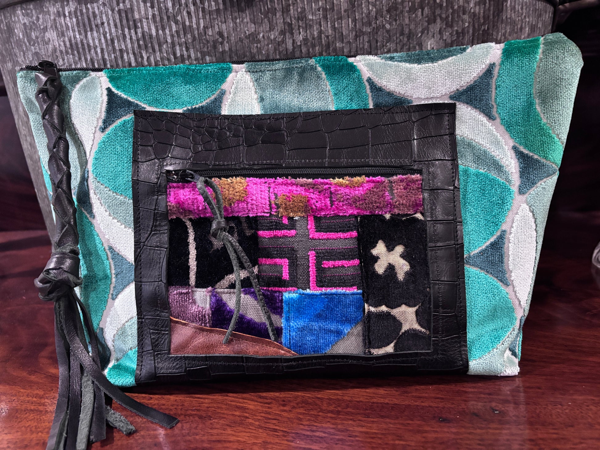 Jumbo Make Up- Emerald Ball & B/W Cheetah Cut Velvet - DMD Bags