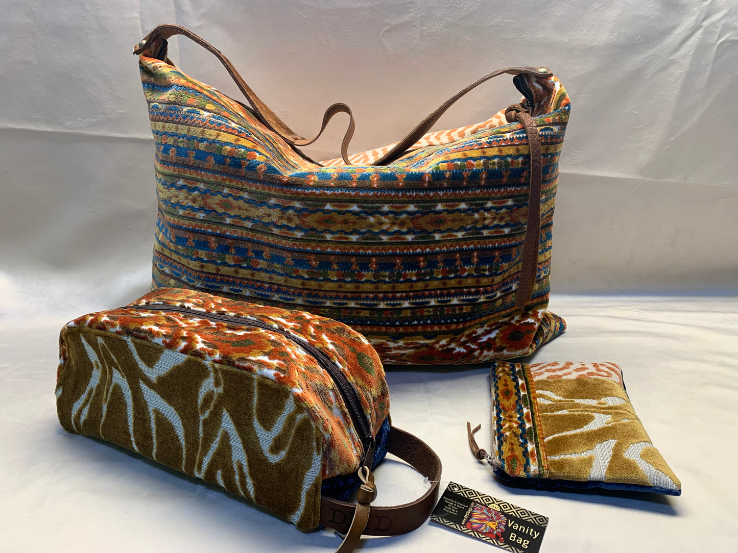 Day Bag- “ Cinnamon Spice Aztec and Persimmon Chennille