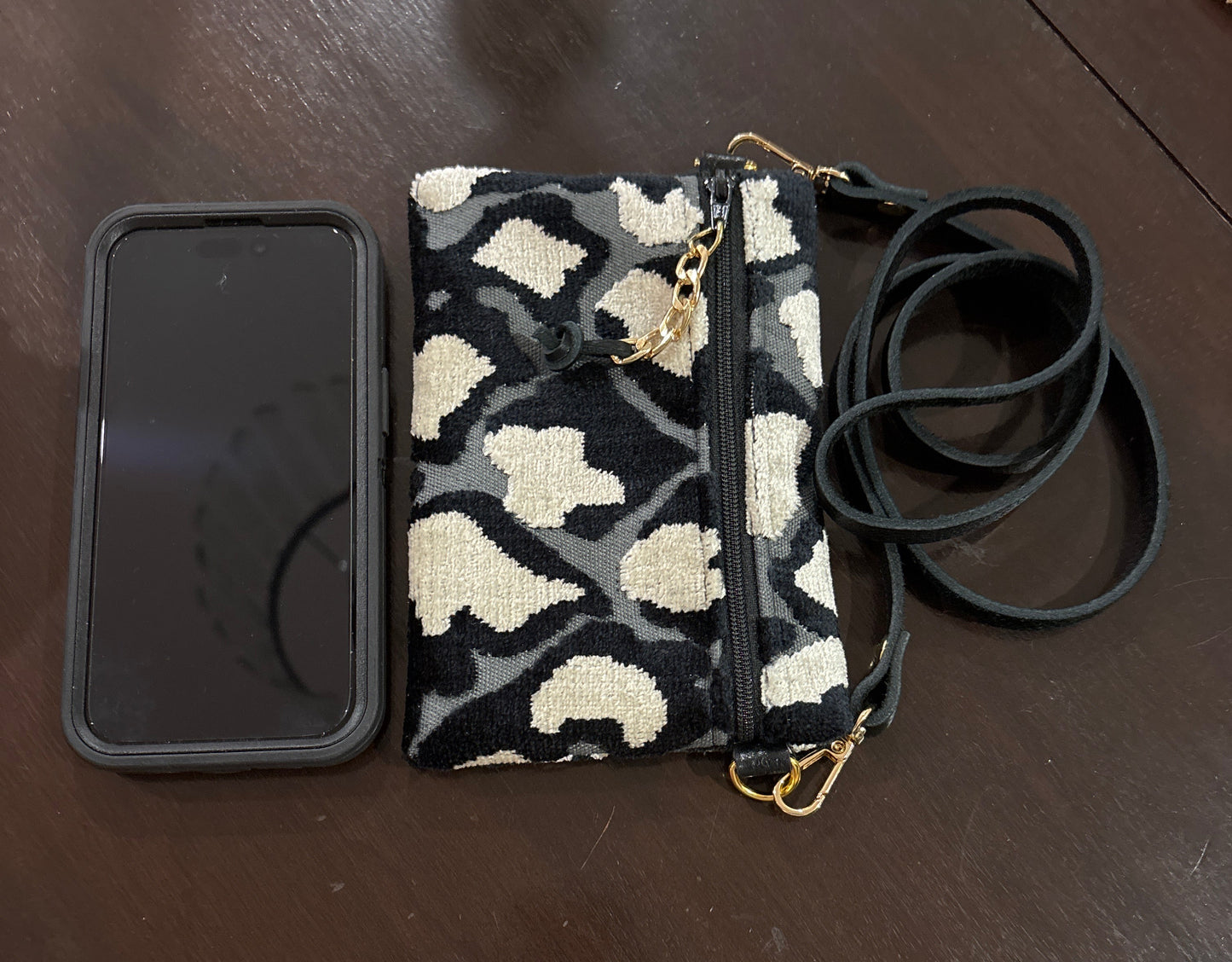 Stadium Bag-Black and White Cheetah Cut Velvet - DMD Bags