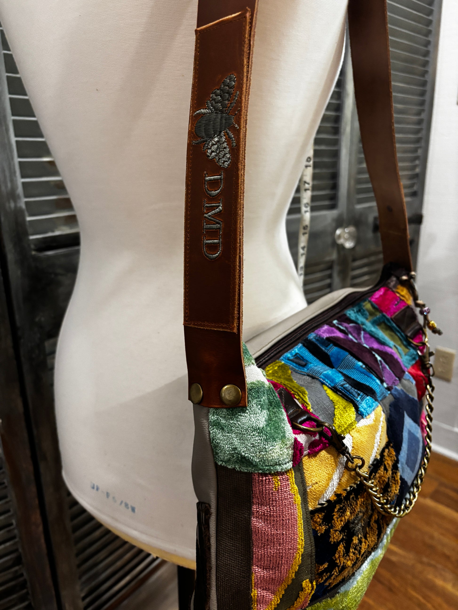 One of a kind Couture Cut Velvet Patchwork & Leather with genuine alligator trim - DMD Bags