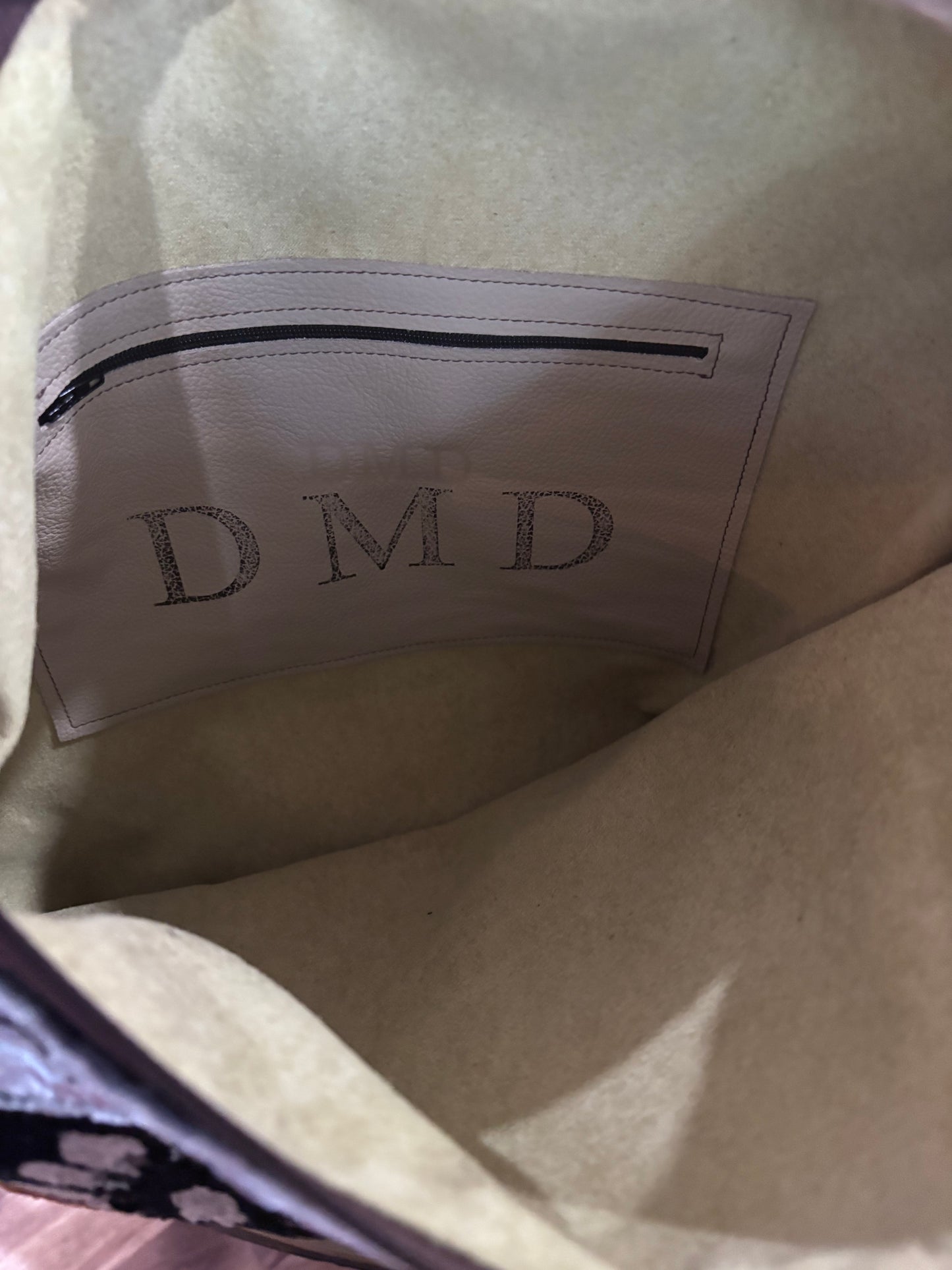 One of a kind Large Patchwork Bag Leather Back - DMD Bags