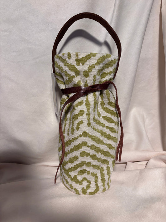 Wine Bottle Tote- Chenille Lime