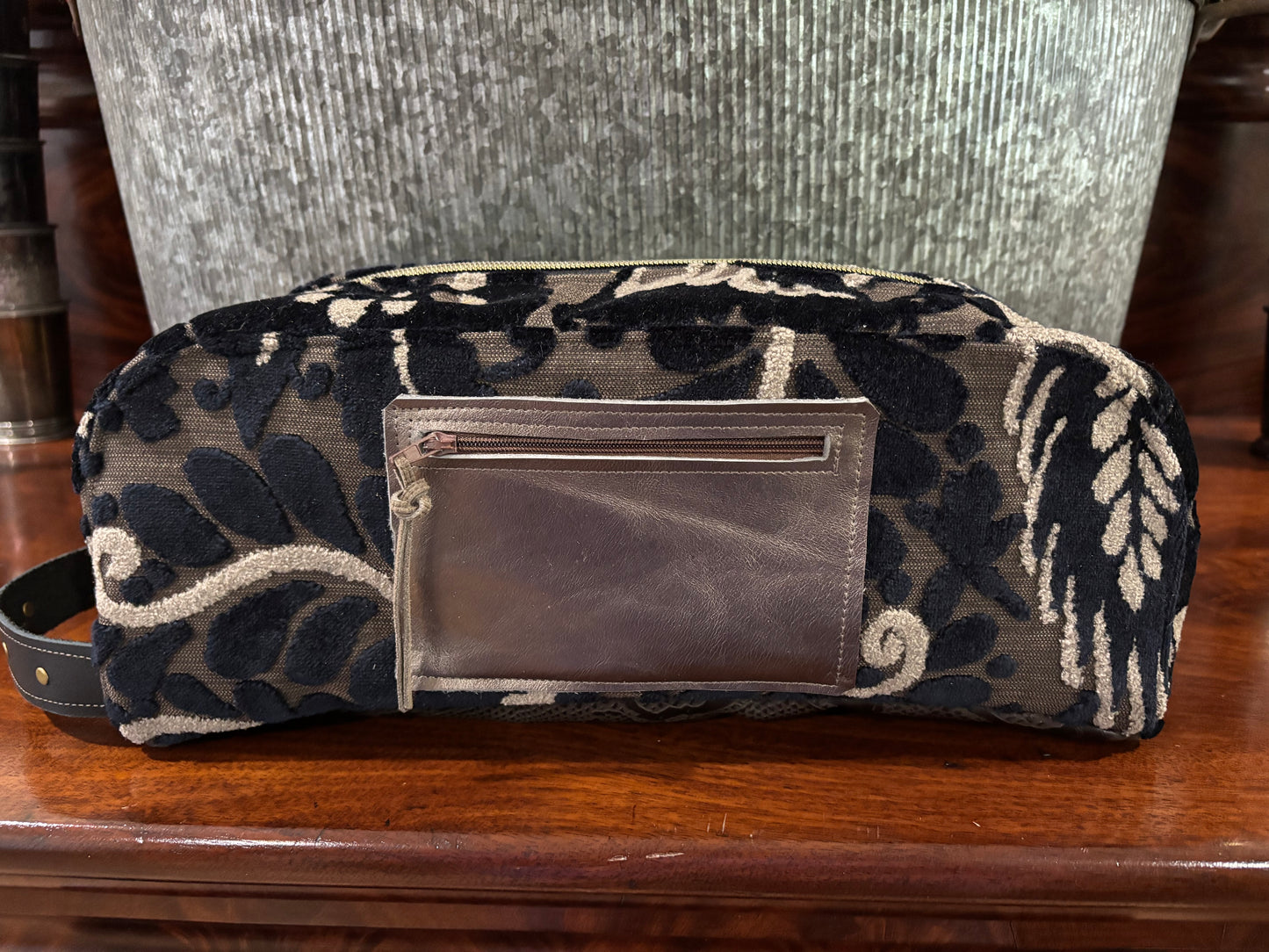 Vanity Bag Couture Cut Velvet Black & Taupe