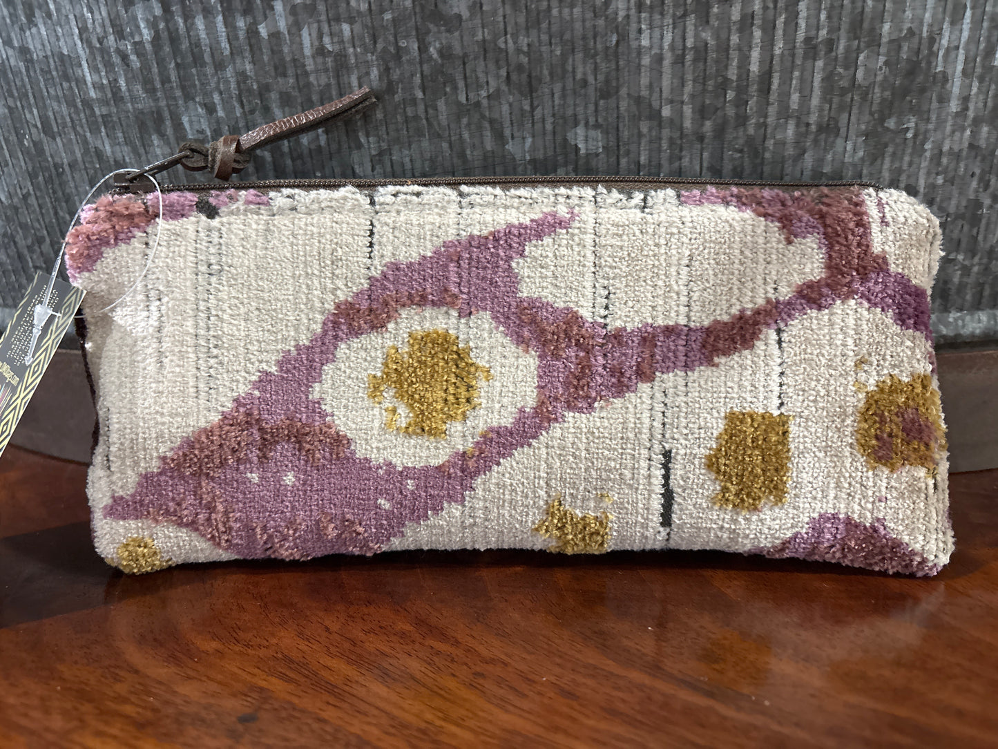 Slim Pouch in Chenille and Dusty Rose Crush Velvet