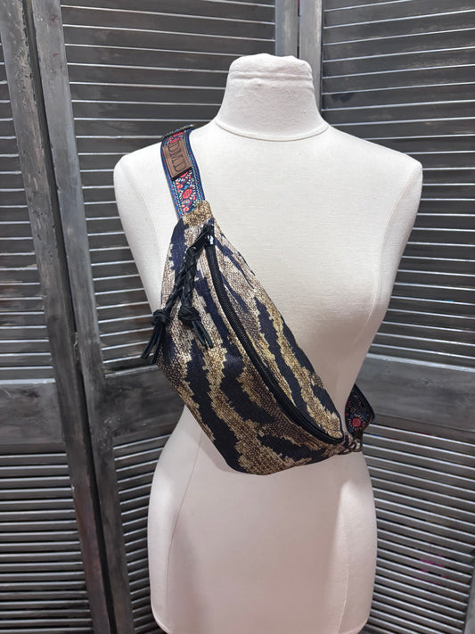 Sling Bag Tiger with Boho strap.