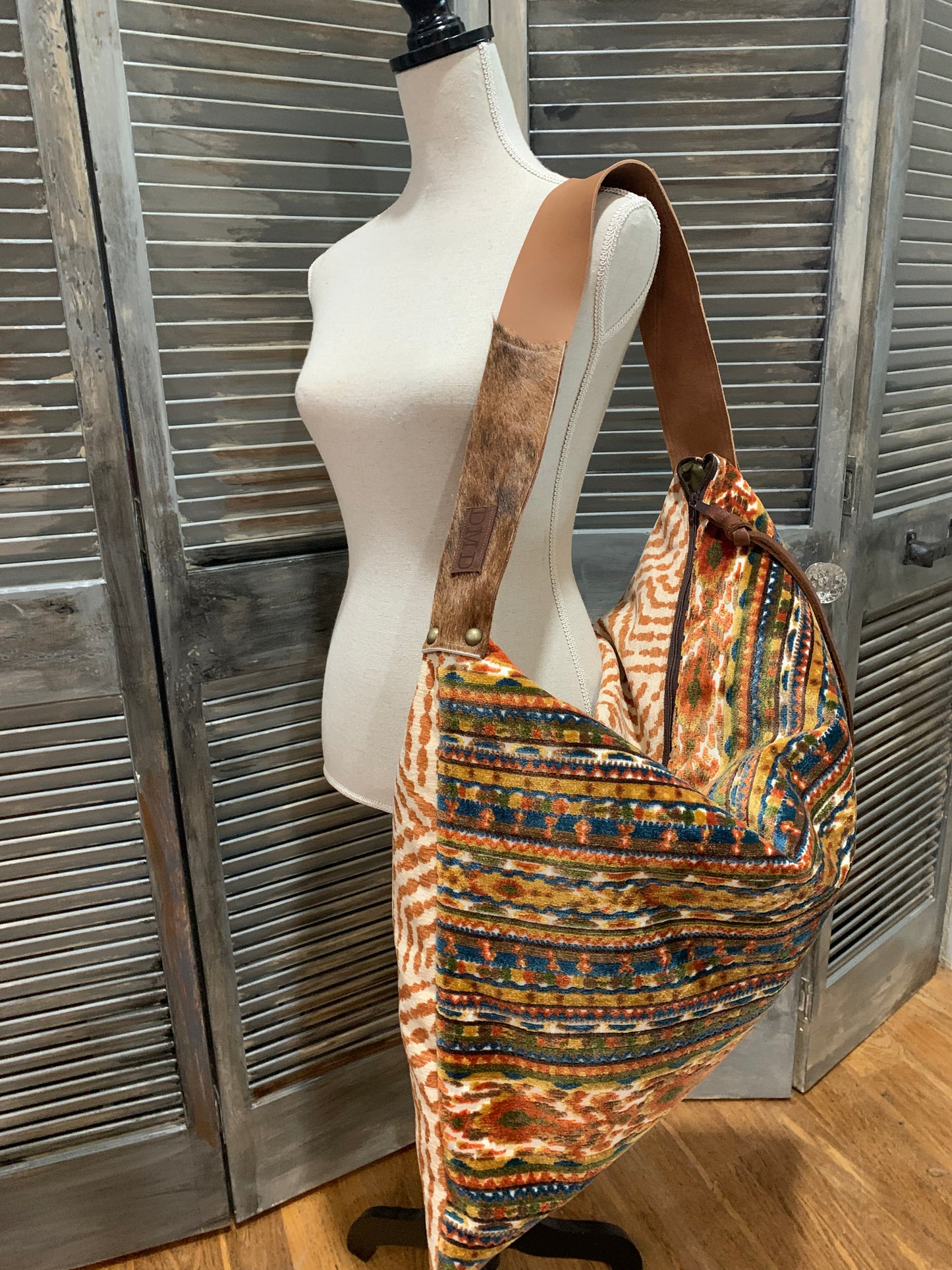 Day Bag- “ Cinnamon Spice Aztec and Persimmon Chennille