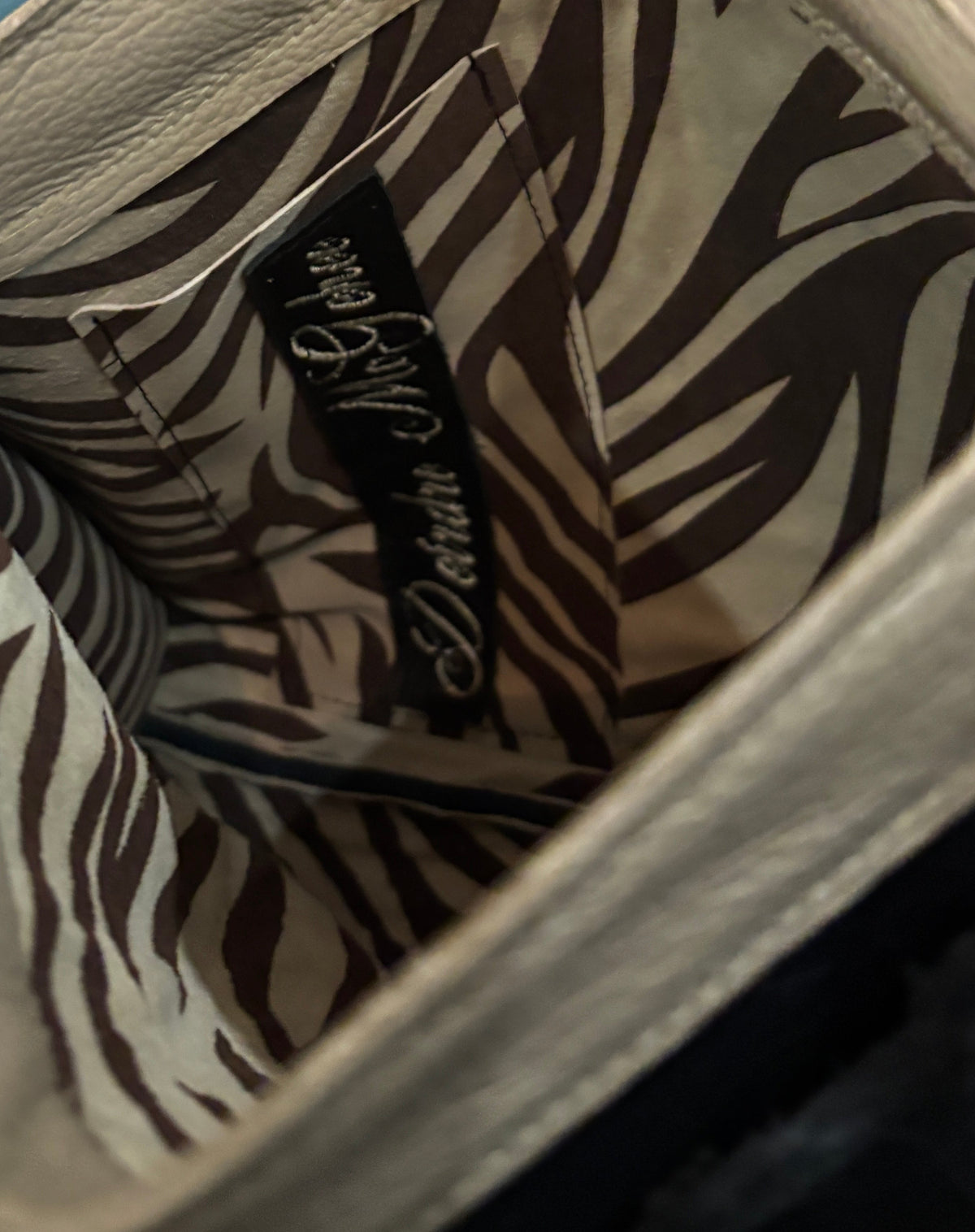 Mini Satchel- Flex Opening- Genuine Gator Pocket/ zebra suede interior with eye glass pocket