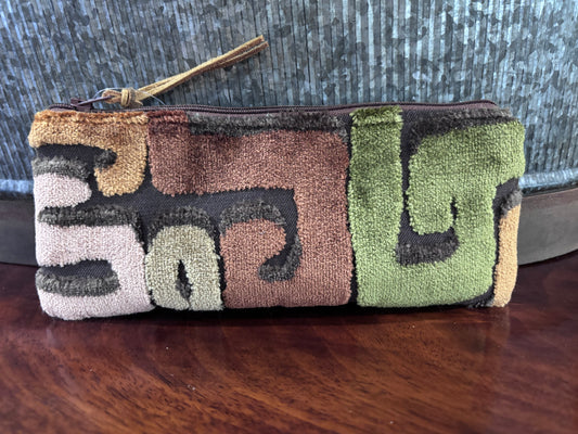 Slim Pouch 8.5 x3.5 Kuba cut velvet and gold tiger cut velvet - DMD Bags
