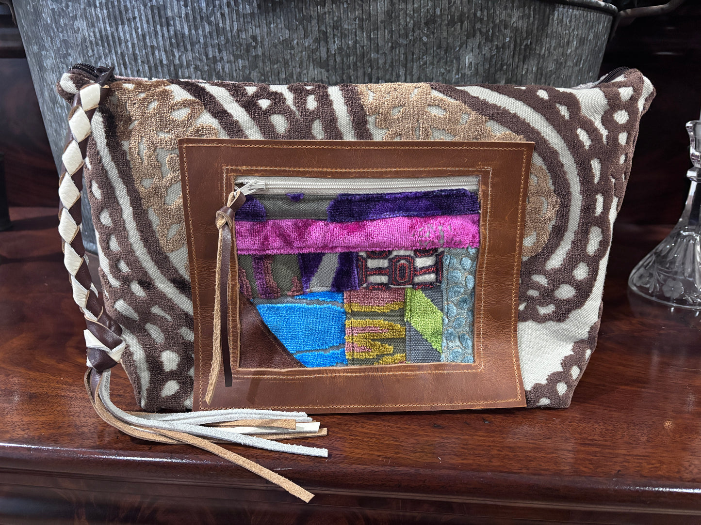 Jumbo Make Up Bag-Beautiful in Brown - DMD Bags