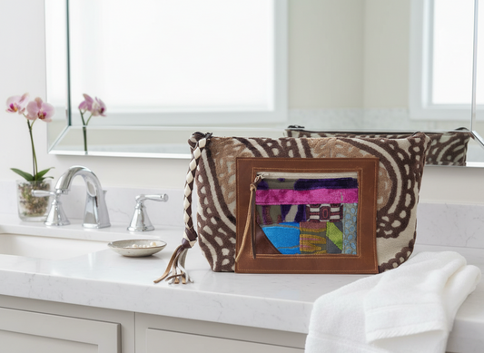 Jumbo Make Up Bag-Beautiful in Brown - DMD Bags