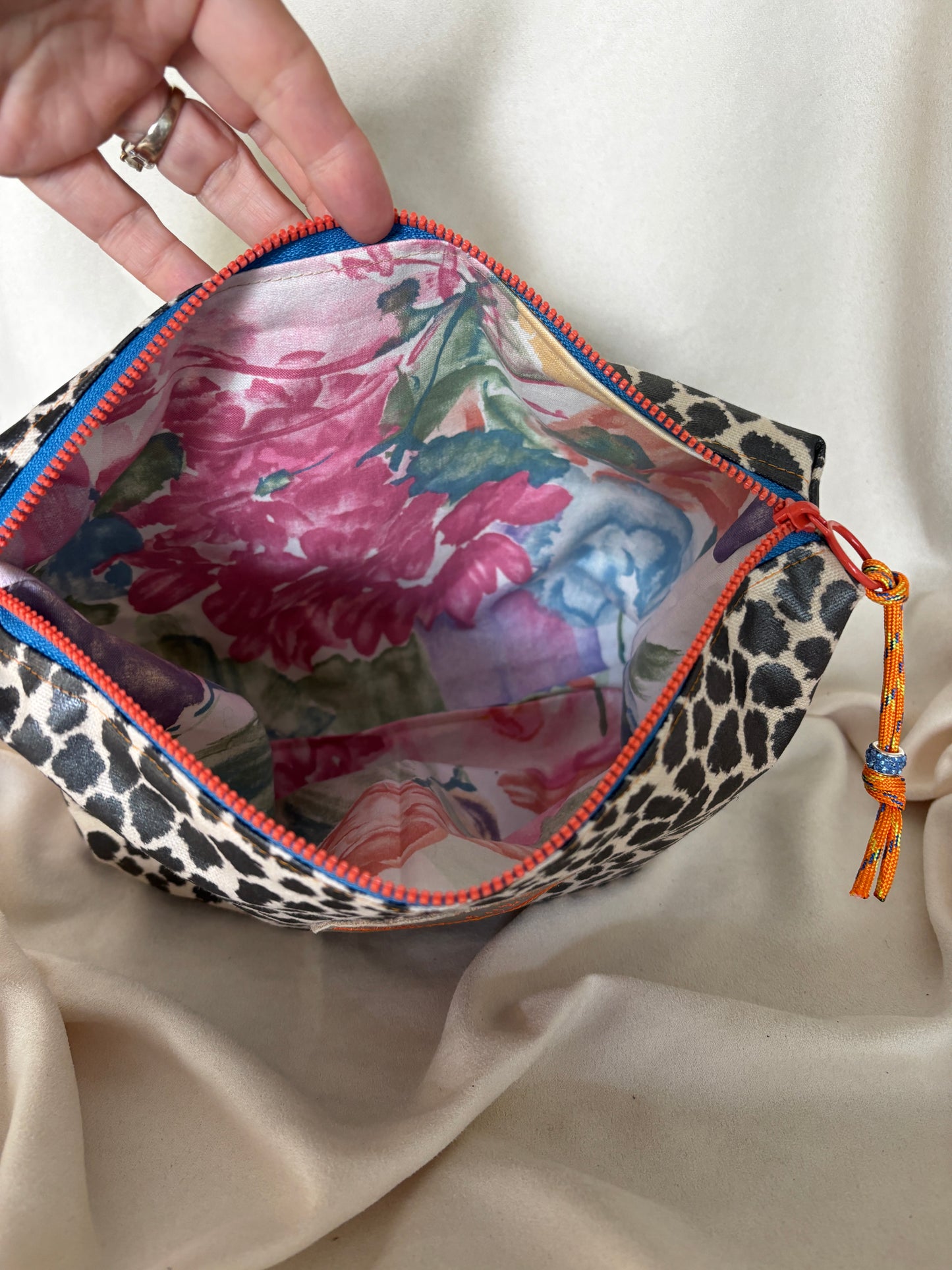 Cheetah Pouch Orange and Blue accent