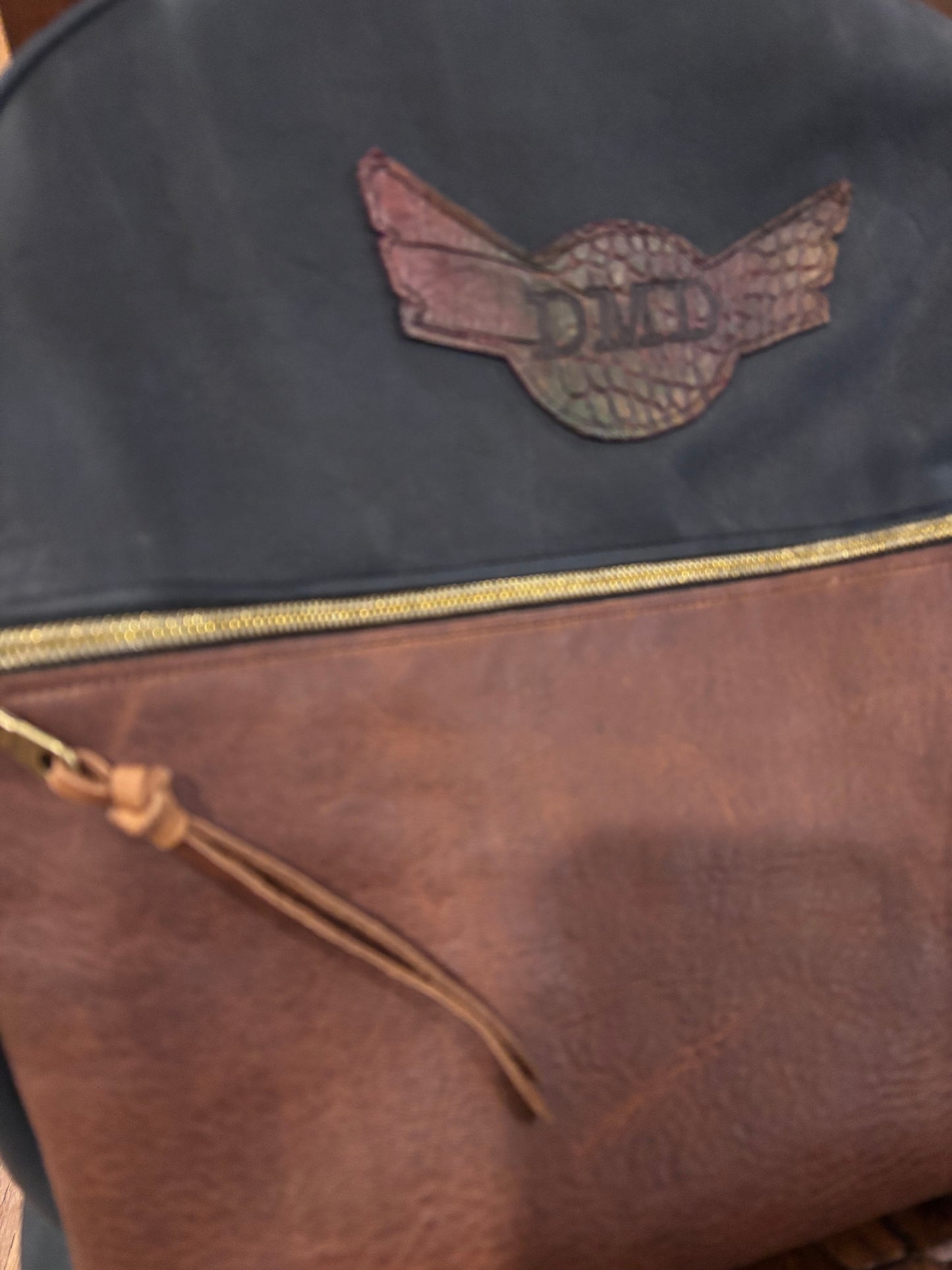 Back Pack Navy & Brown “Medium Size” - DMD Bags