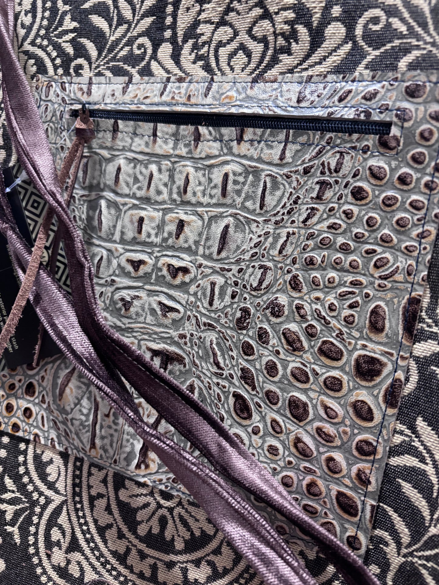 Garment Bag Medallion with emboss croc pocket