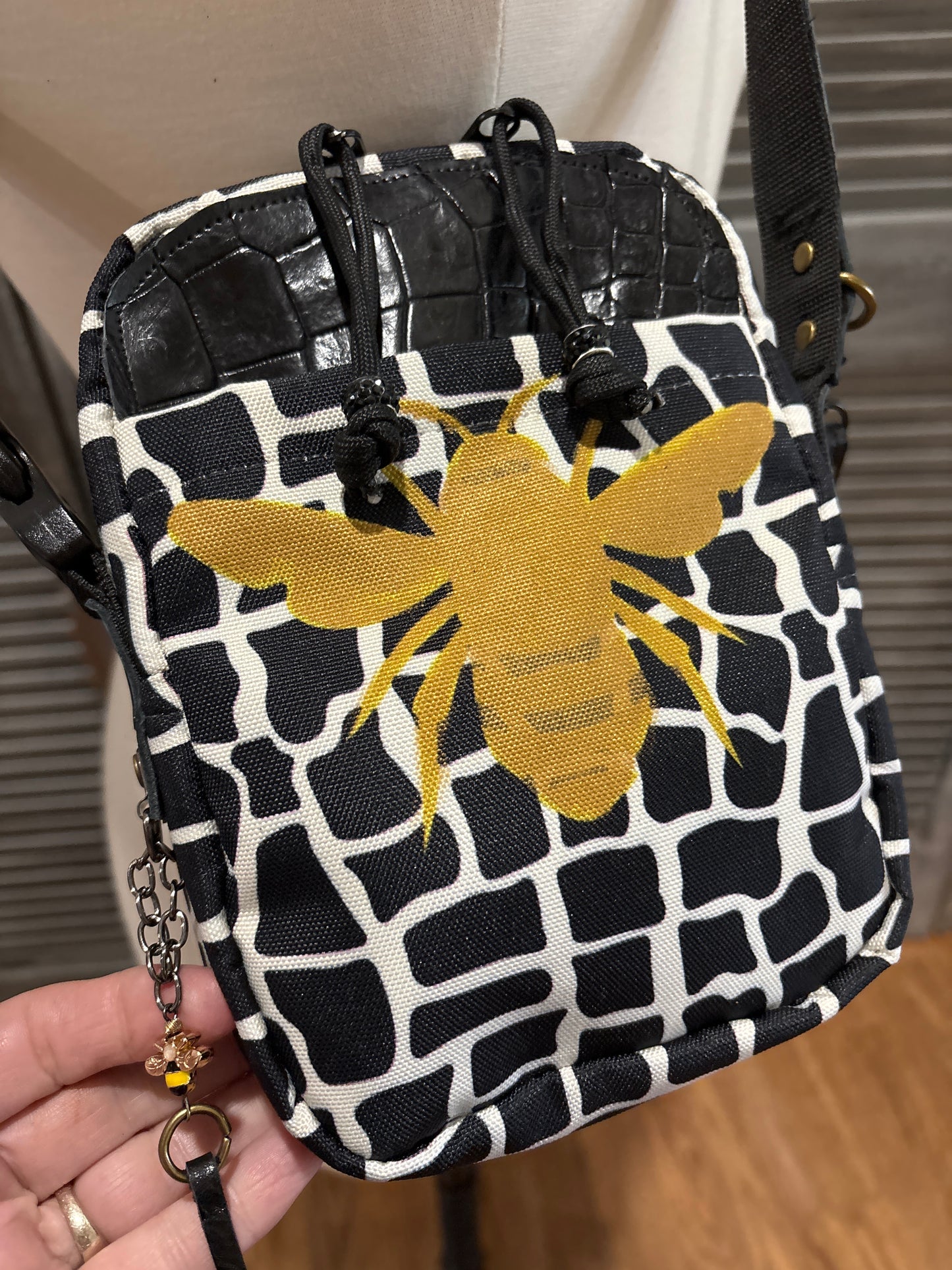 The X Bag with Painted Bee and black gator trim