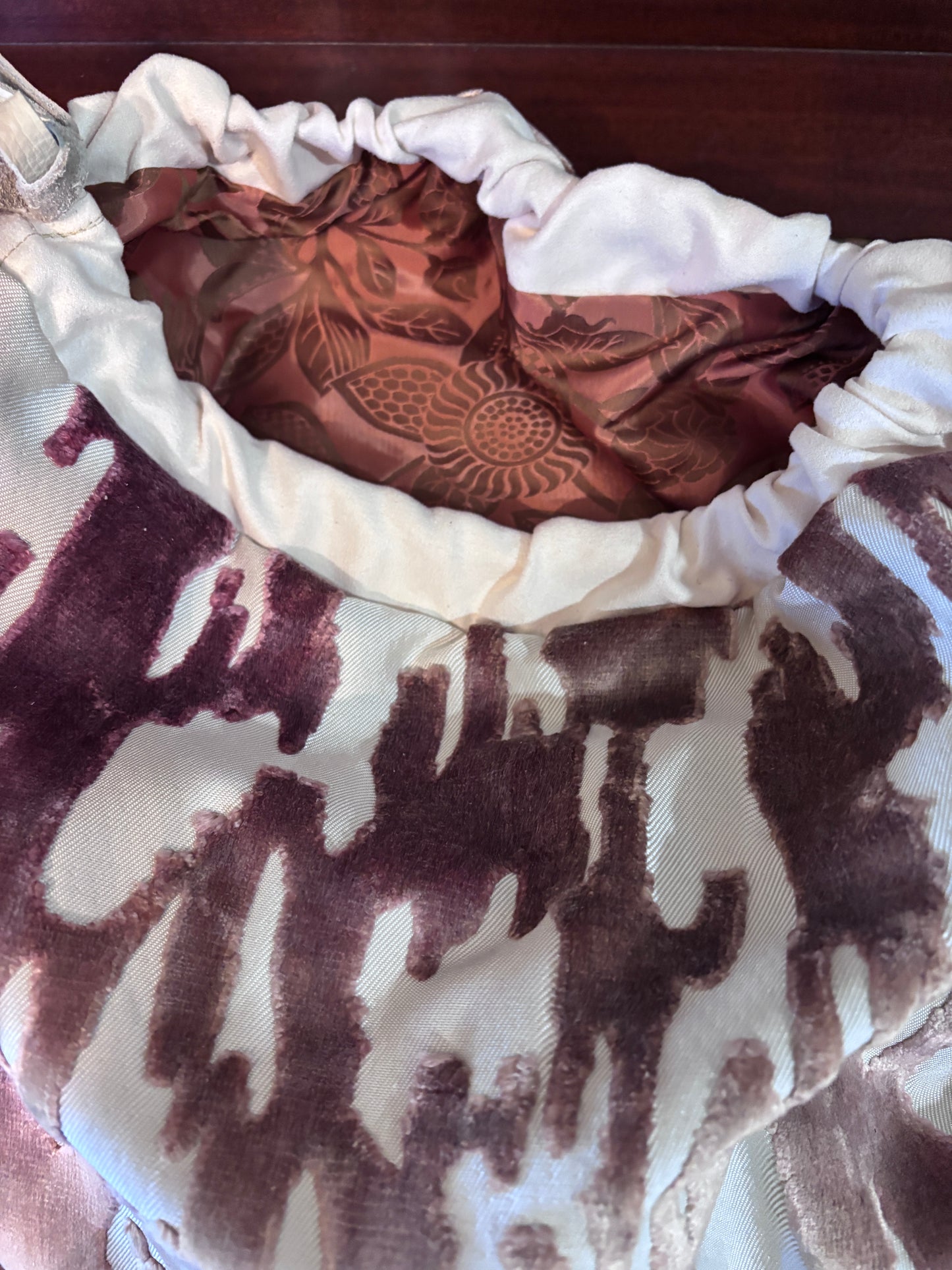 Pillow Bag Seaside Coral with cream crock leather - DMD Bags