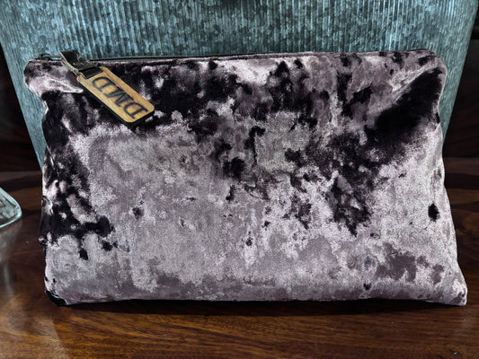 14.5x9 Large Pouch or Clutch Couture Dusty Rose Crush Velvet and Chenille Tiger