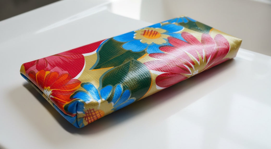 Waterproof Pouch “toothbrush pouch” Floral with plaid waterproof lining