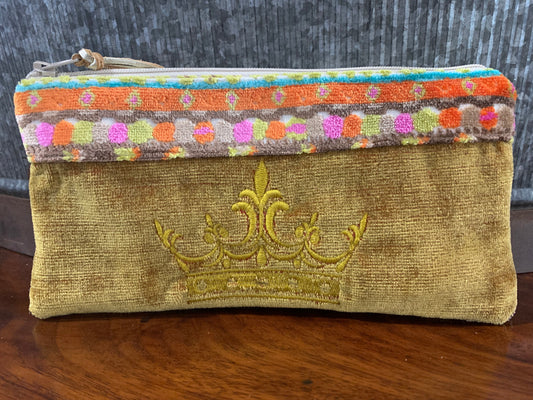 Gold Crown with cut velvet trim - DMD Bags
