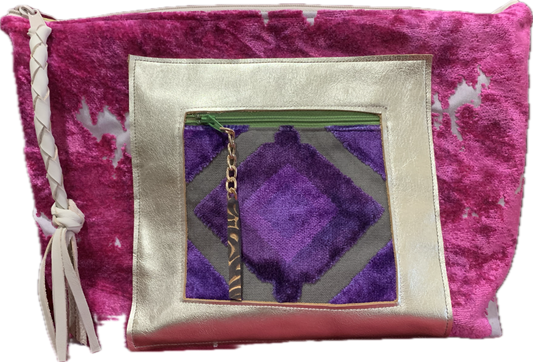 Jumbo Make Up Pink, Purple & Lime Metallic Gold Leather